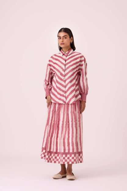 Levin Rhubarb Striped Ikat Skirt