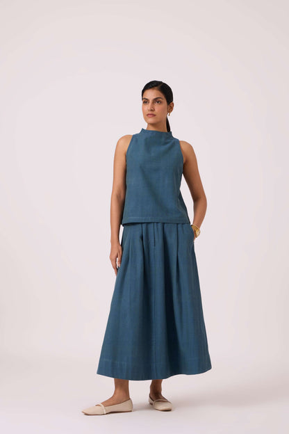 Ernest Blue Handwoven Cropped Top