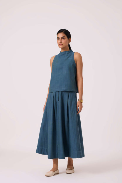 Ernest Blue Handwoven Cropped Top