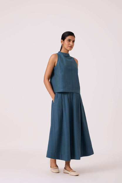 Ernest Blue Handwoven Cropped Top