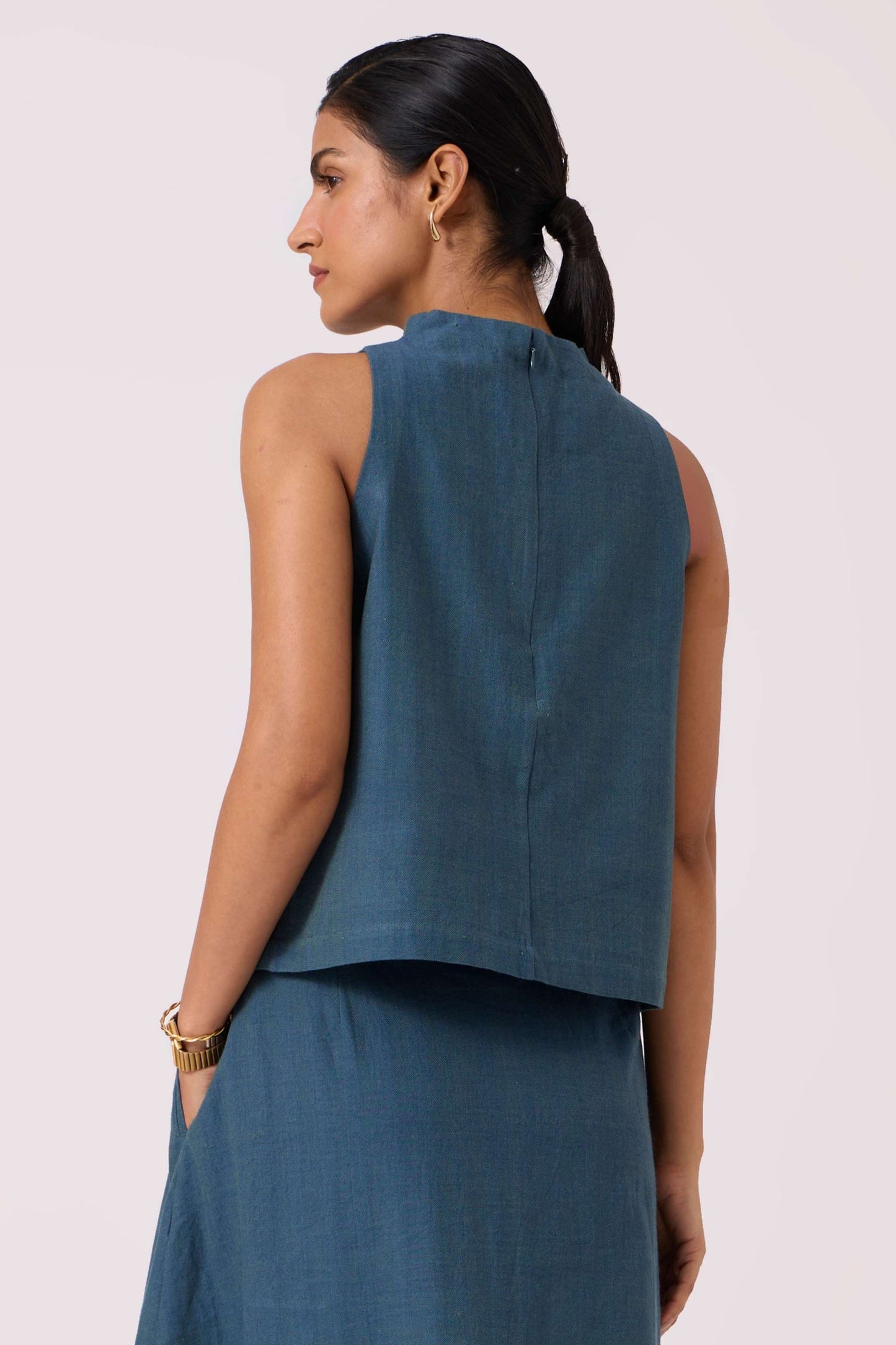 Ernest Blue Handwoven Cropped Top