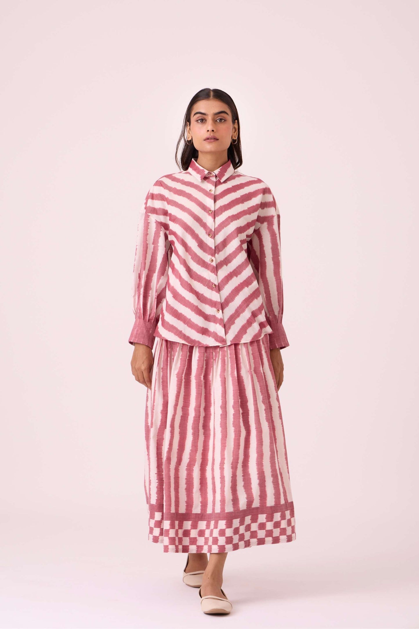 Levin Rhubarb Striped Ikat Skirt