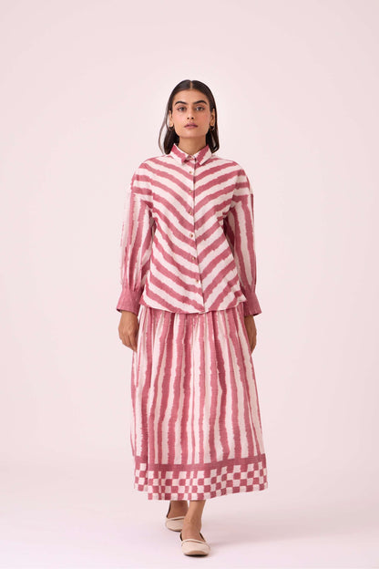 Levin Rhubarb Striped Ikat Skirt