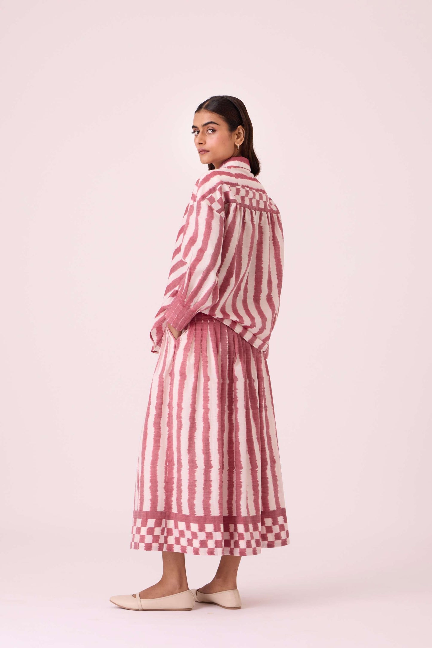 Levin Rhubarb Striped Ikat Skirt