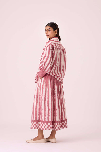 Levin Rhubarb Striped Ikat Skirt