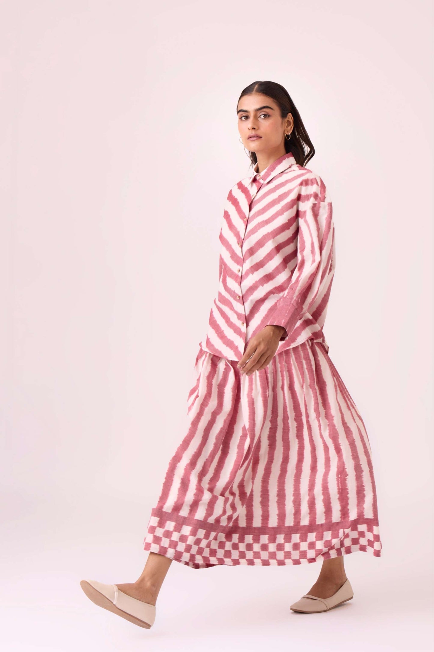 Levin Rhubarb Striped Ikat Skirt