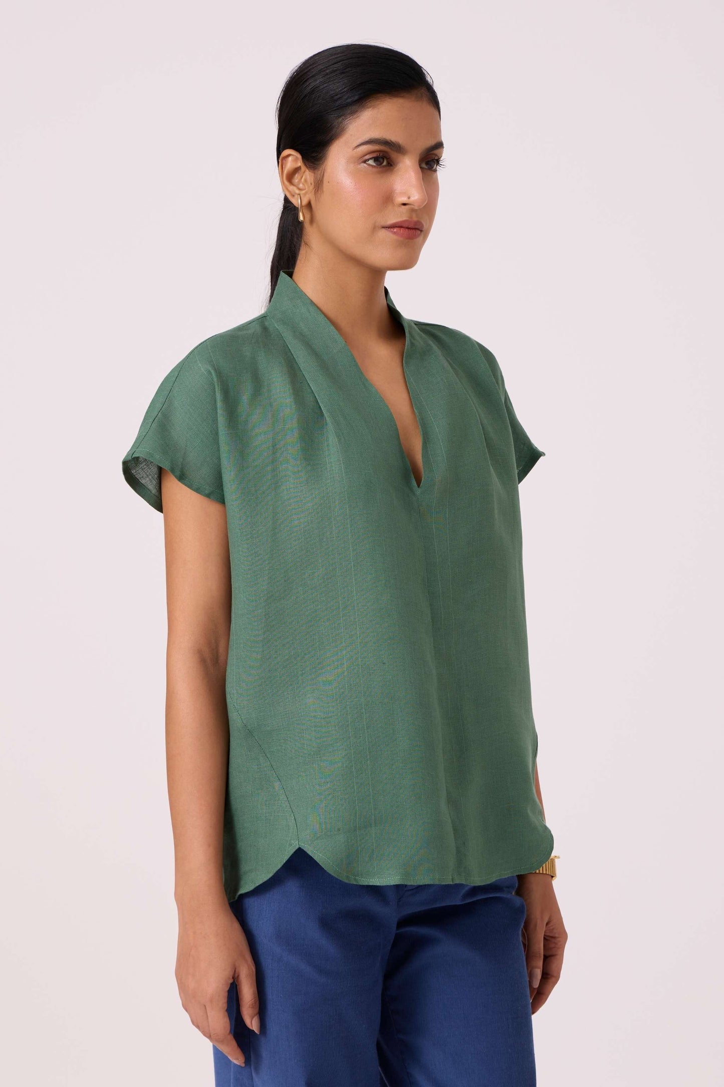 Orion Green Linen Top