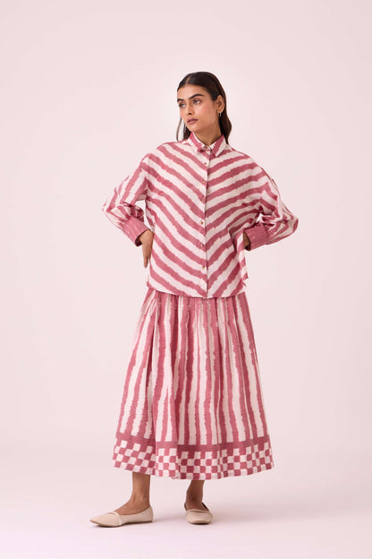 Henry Rhubarb Striped Ikat Shirt