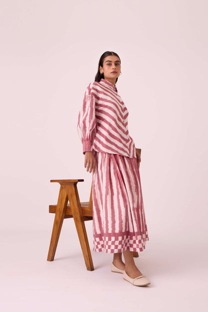 Levin Rhubarb Striped Ikat Skirt