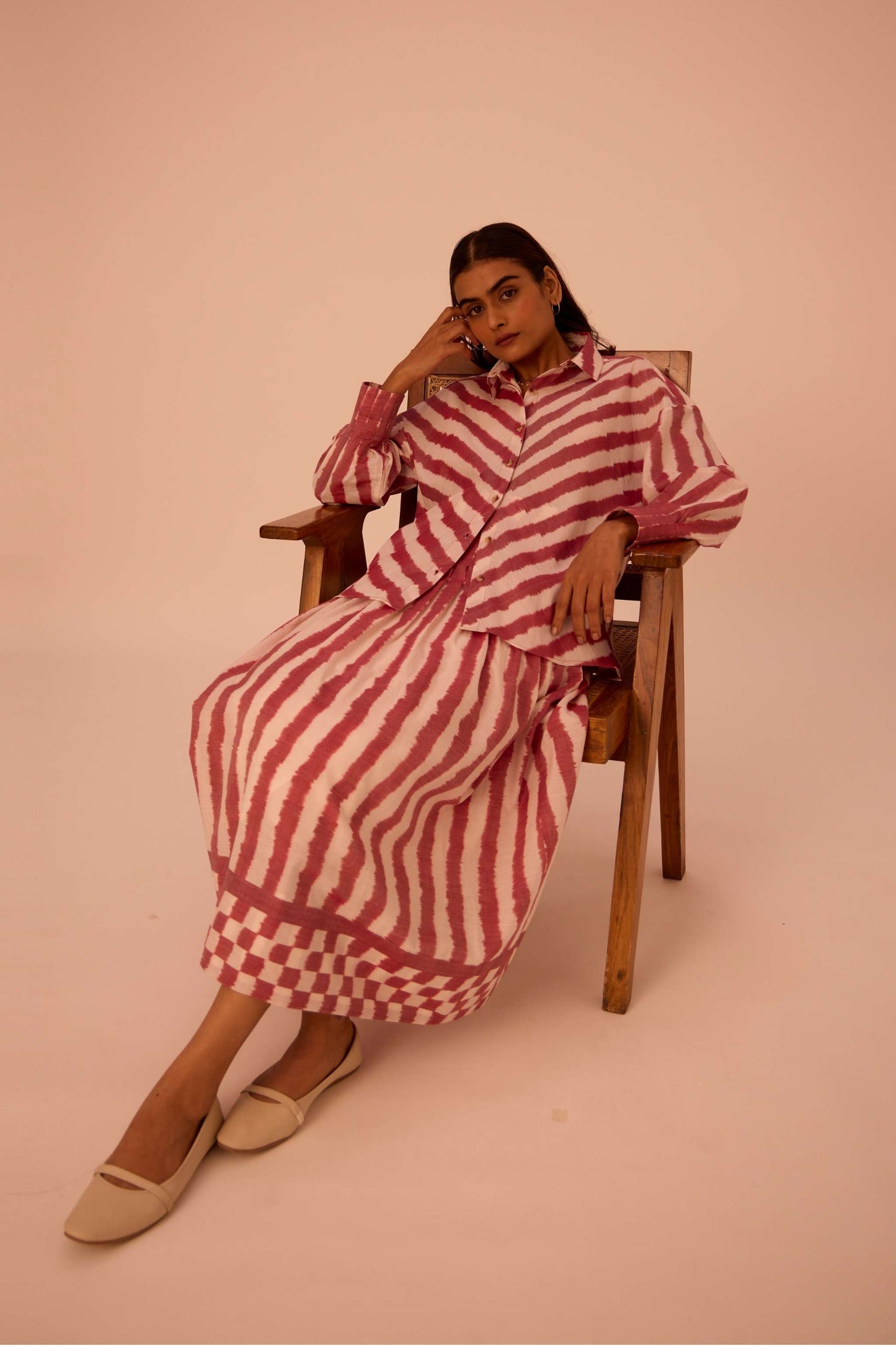 Levin Rhubarb Striped Ikat Skirt