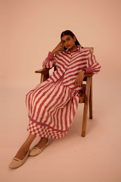 Levin Rhubarb Striped Ikat Skirt