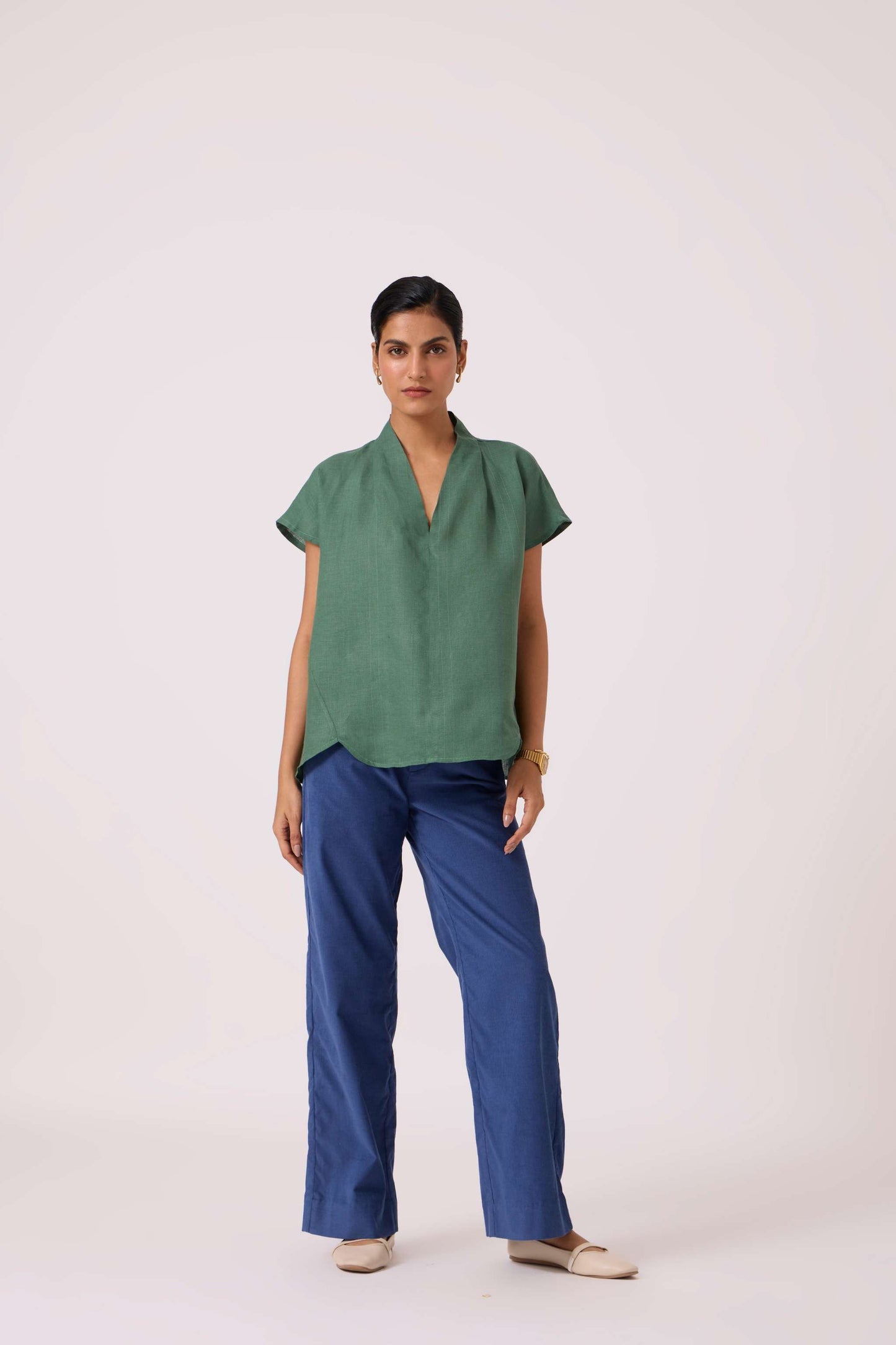 Orion Green Linen Top