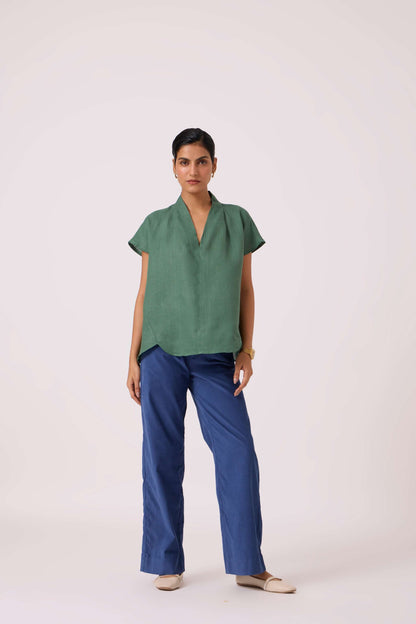 Orion Green Linen Top