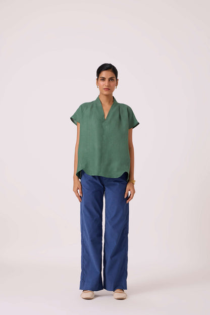 Orion Green Linen Top