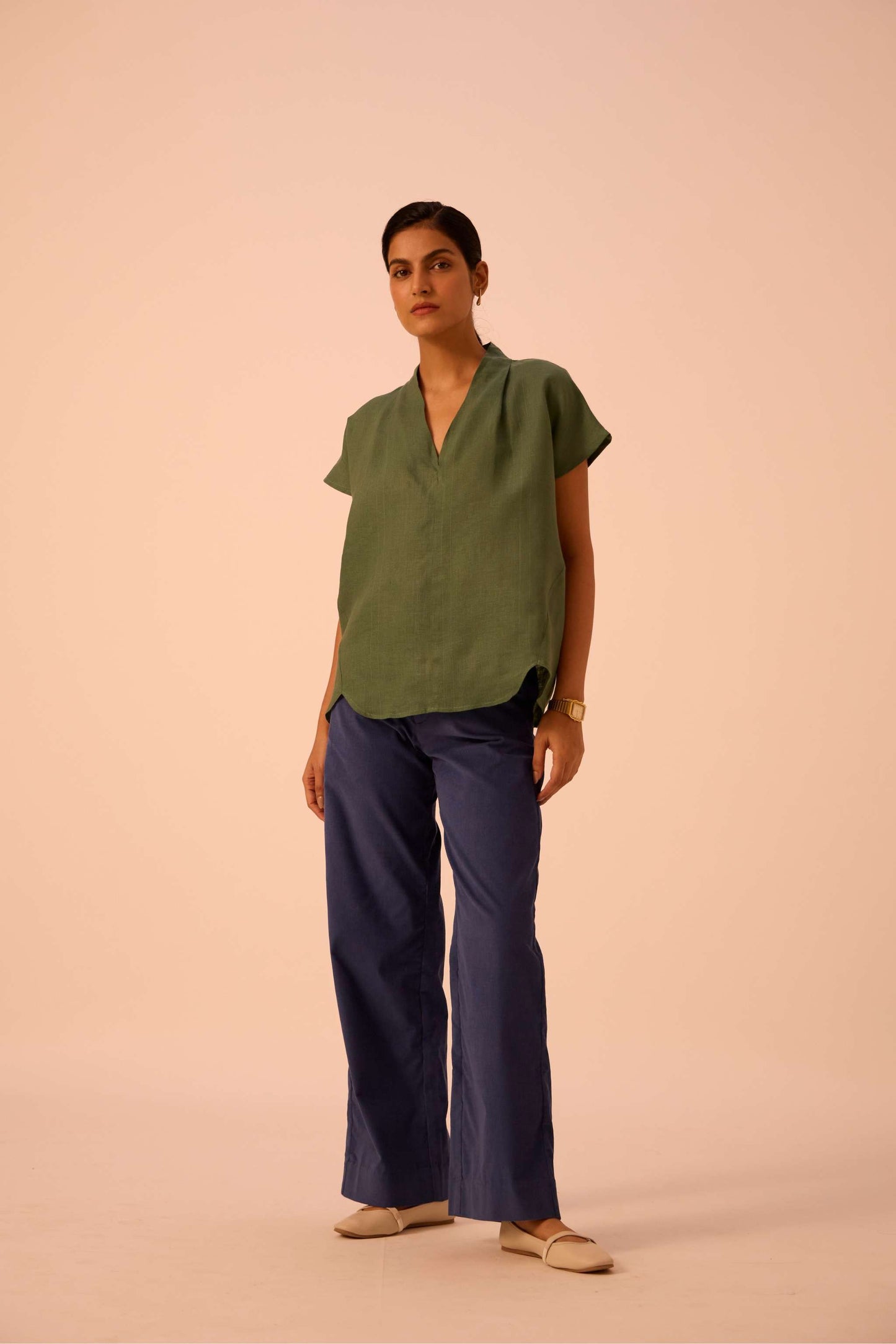 Orion Green Linen Top