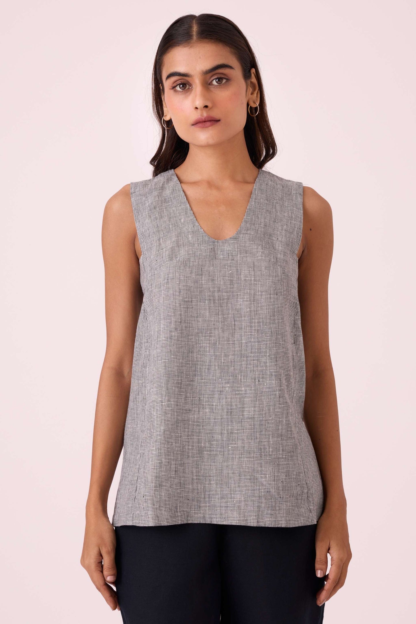 Huxley Houndstooth Linen Top