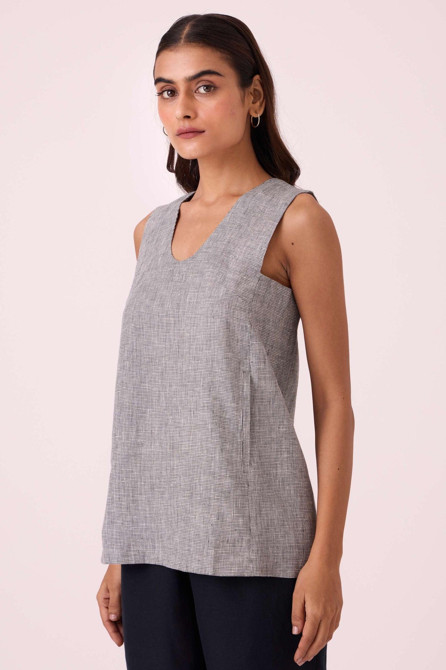 Huxley Houndstooth Linen Top