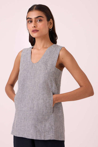 Huxley Houndstooth Linen Top