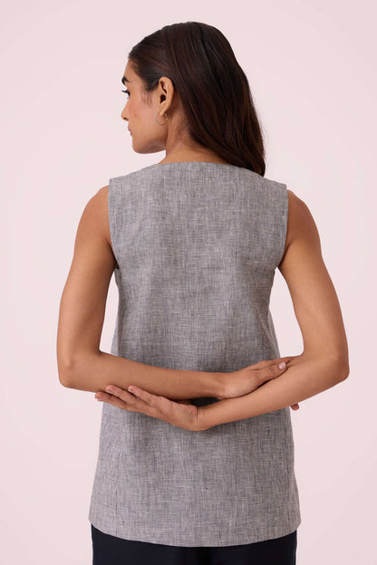 Huxley Houndstooth Linen Top