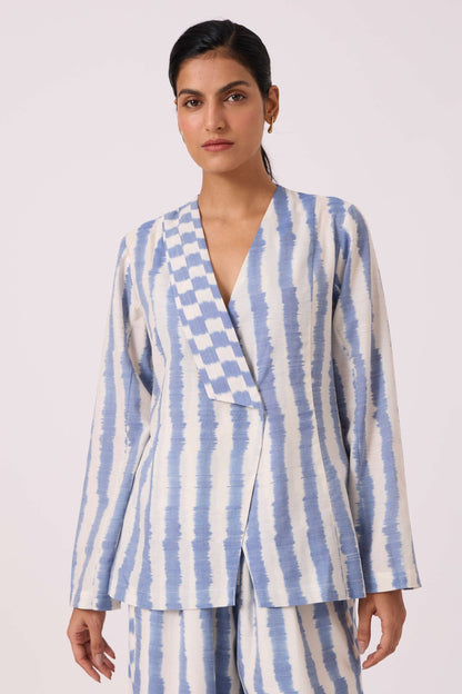 Dimtri Blue Striped Ikat Jacket