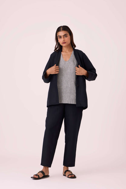 Huxley Houndstooth Linen Top