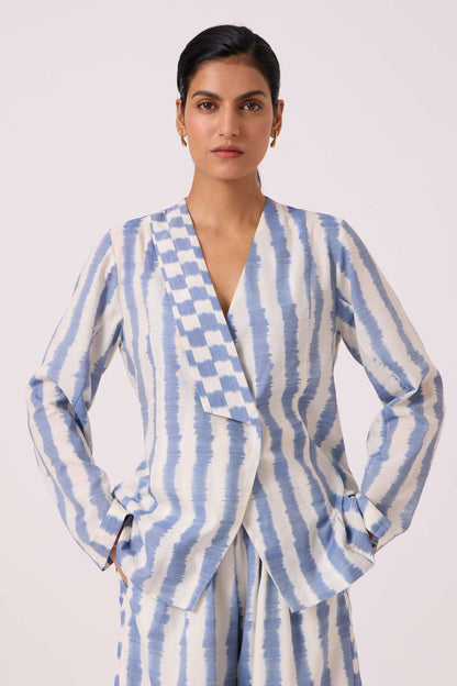 Dimtri Blue Striped Ikat Jacket