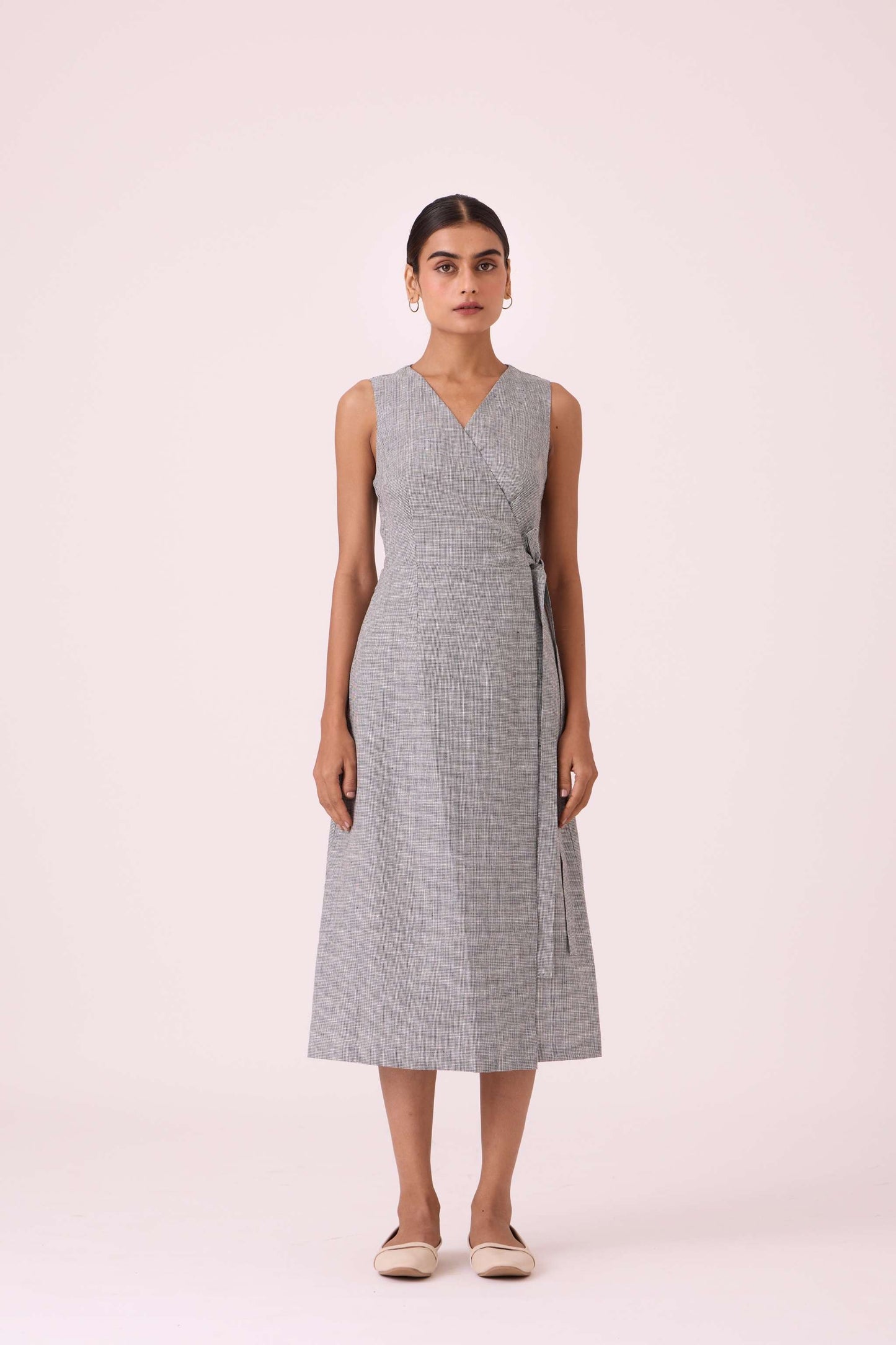 Arandi Houndstooth Linen Dress