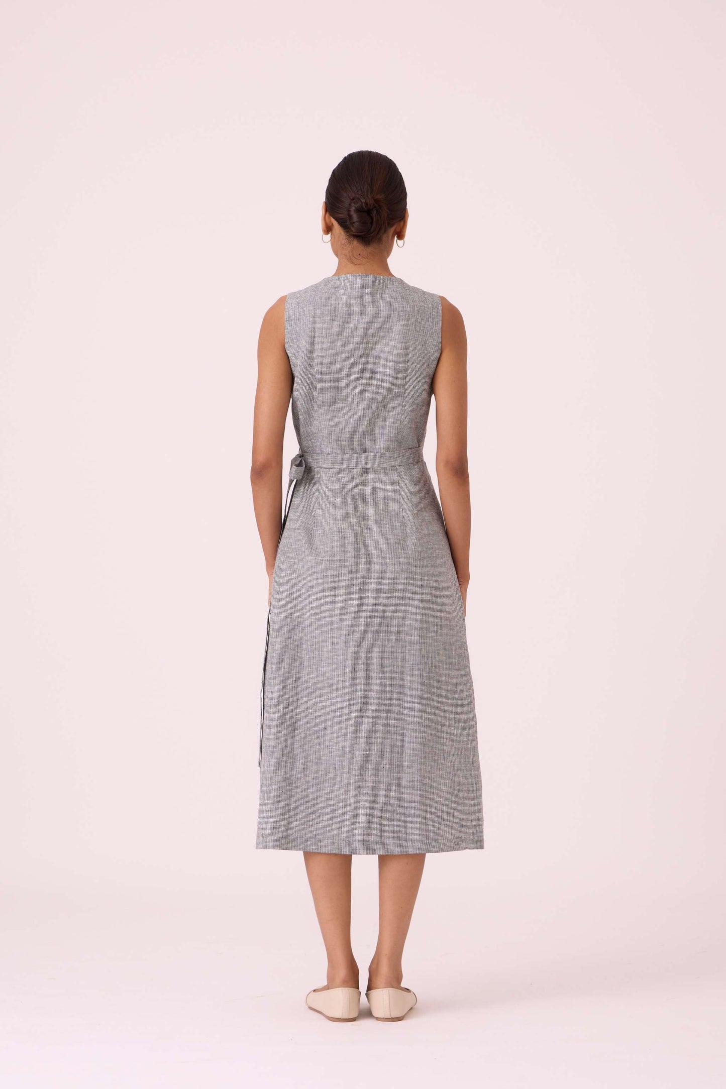 Arandi Houndstooth Linen Dress