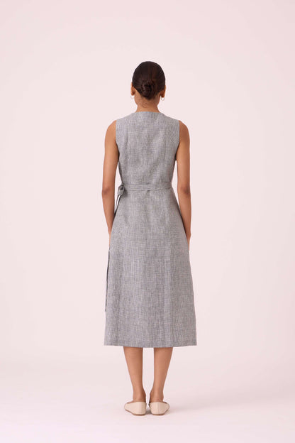 Arandi Houndstooth Linen Dress