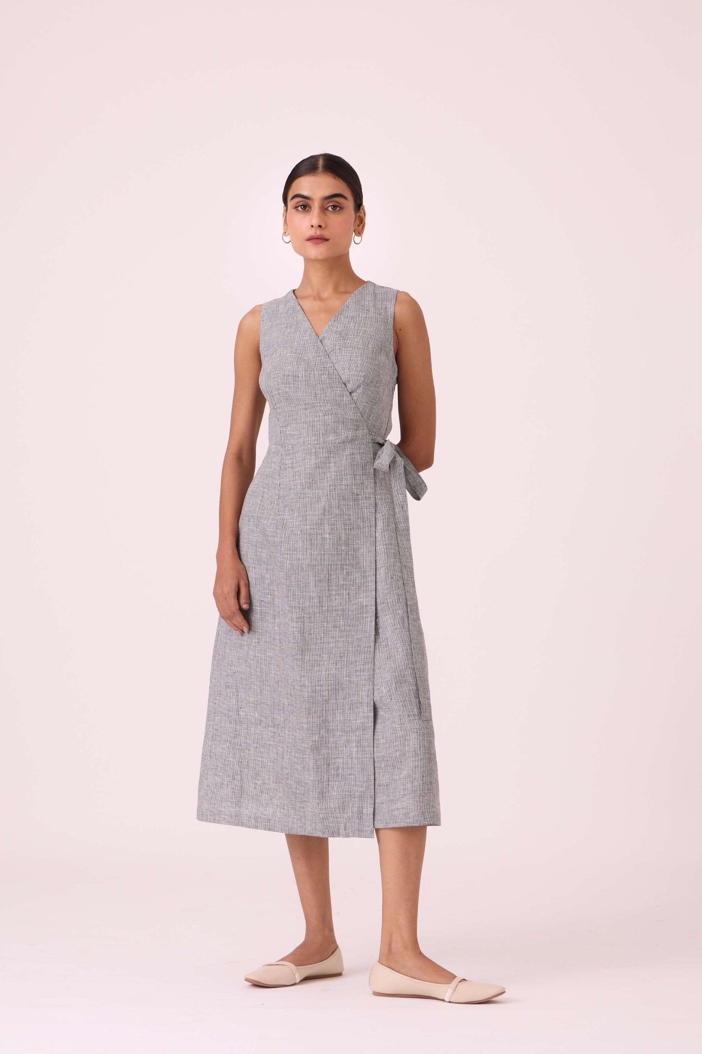 Arandi Houndstooth Linen Dress