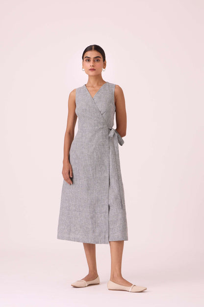 Arandi Houndstooth Linen Dress