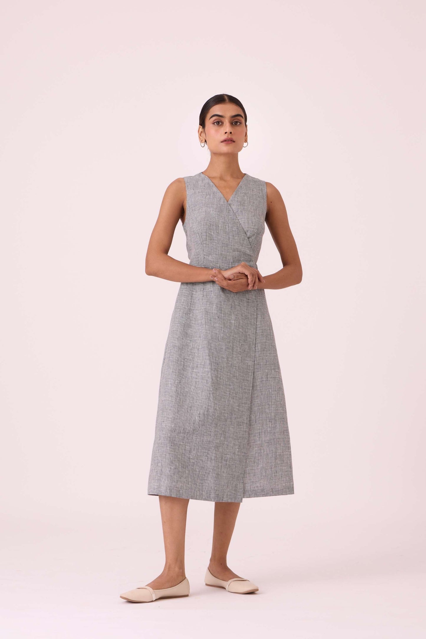 Arandi Houndstooth Linen Dress