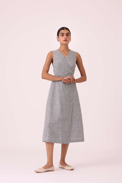 Arandi Houndstooth Linen Dress