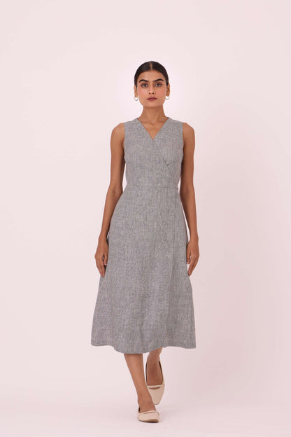 Arandi Houndstooth Linen Dress