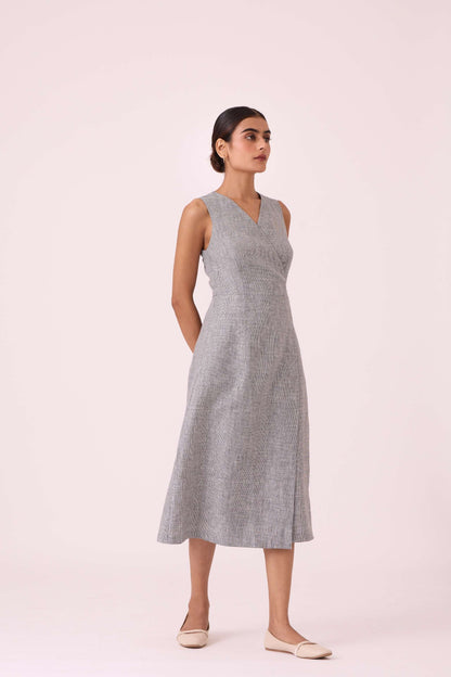 Arandi Houndstooth Linen Dress