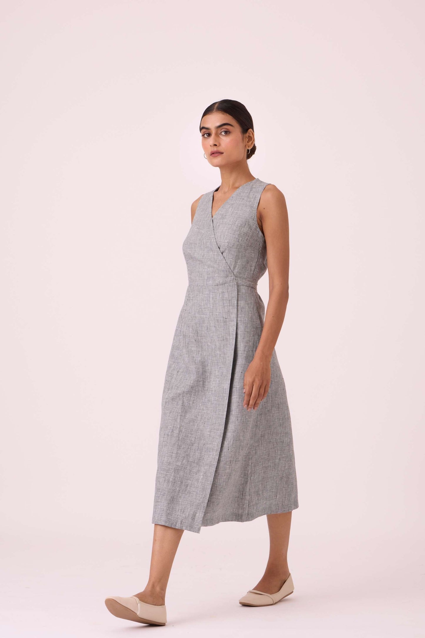 Arandi Houndstooth Linen Dress
