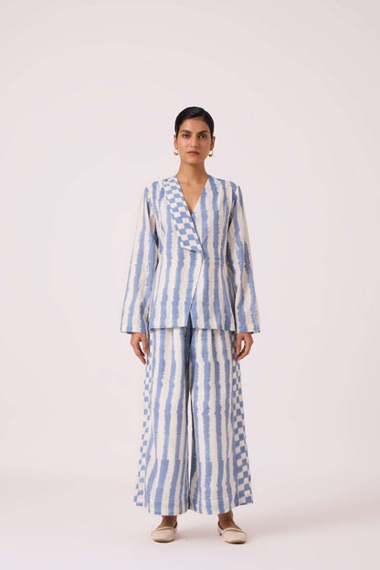 Ivan Blue Striped Ikat Pants