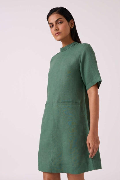 Tula Green Linen Shift Dress