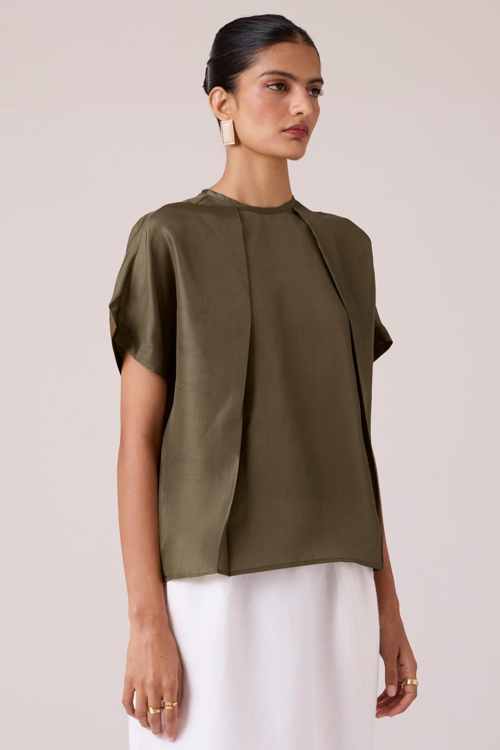 Pam Olive Silk Top