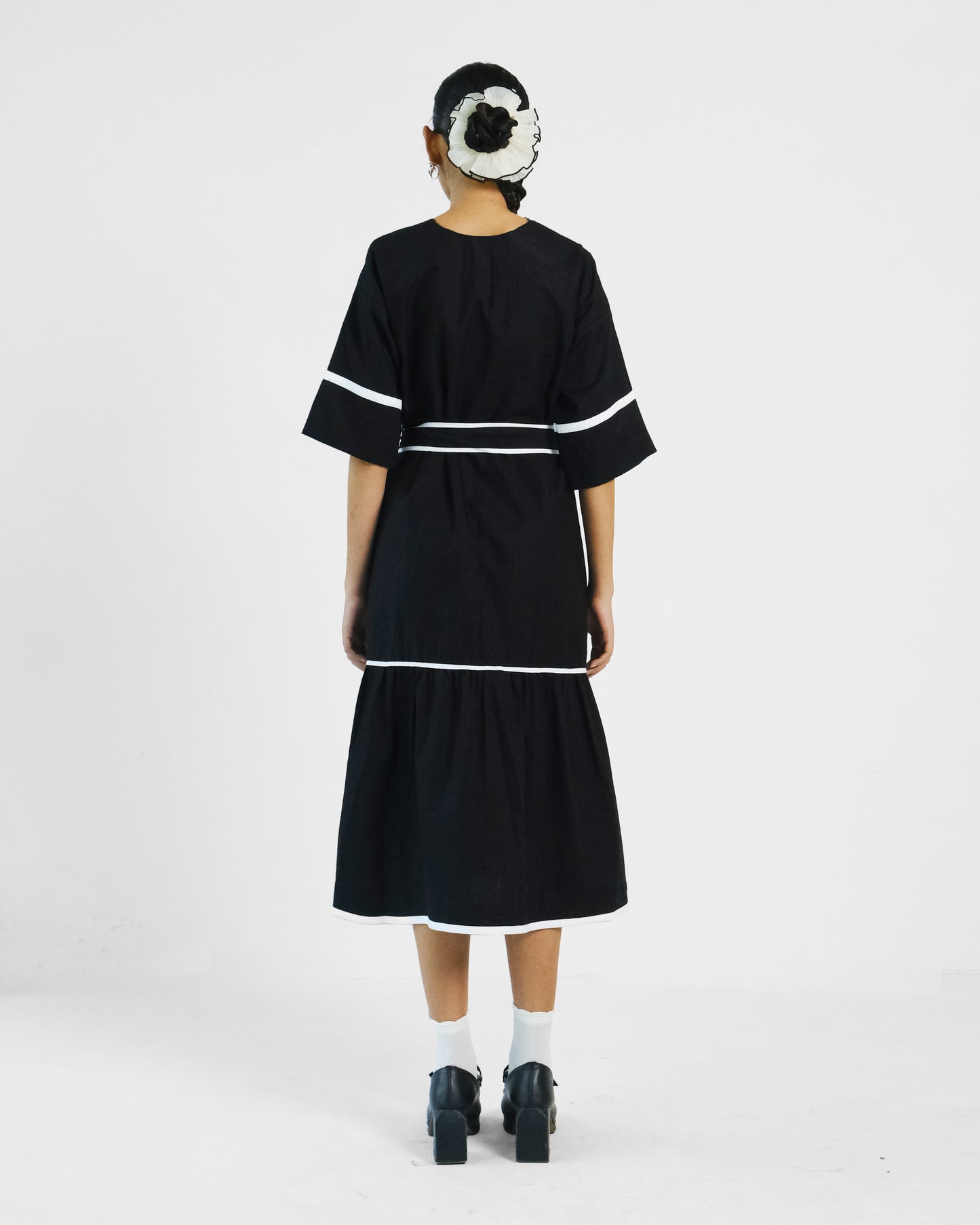 Black Applique Cotton Dress