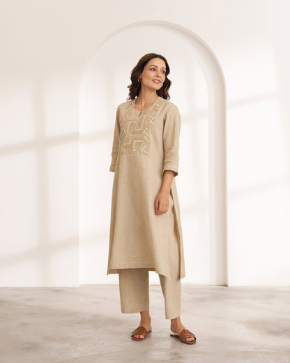 The Sand Beige Hemp Kurta & Pants Set
