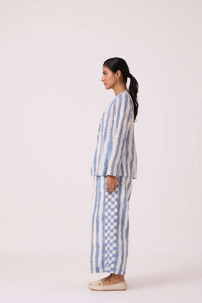 Dimtri Blue Striped Ikat Jacket