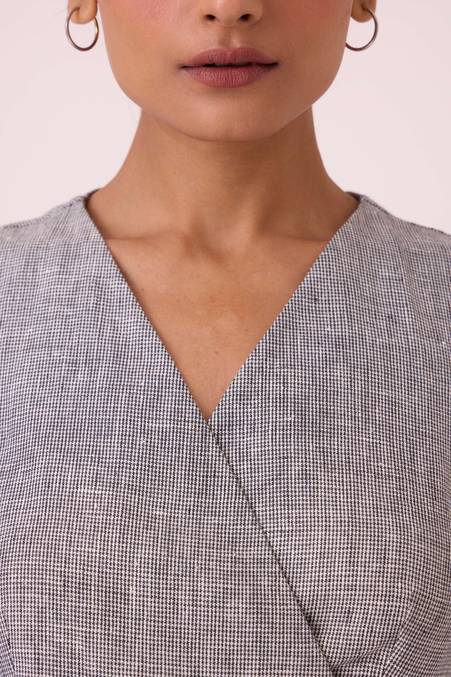 Arandi Houndstooth Linen Dress