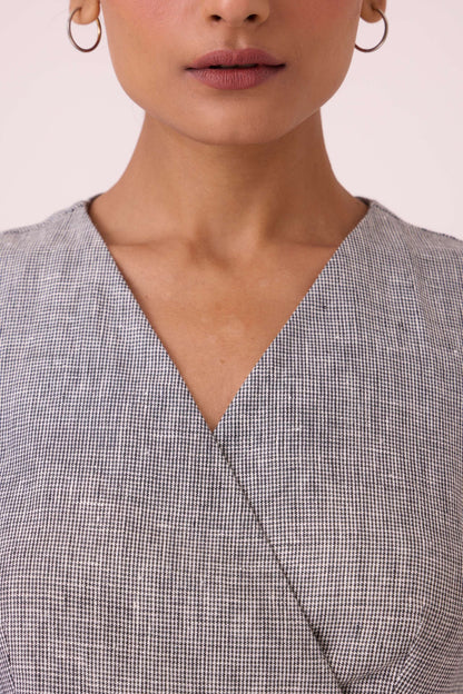 Arandi Houndstooth Linen Dress