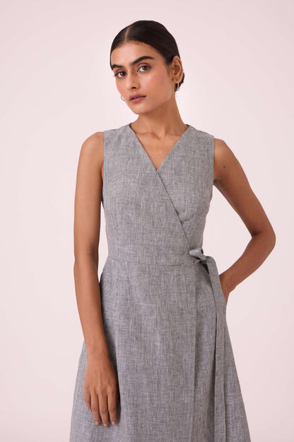 Arandi Houndstooth Linen Dress