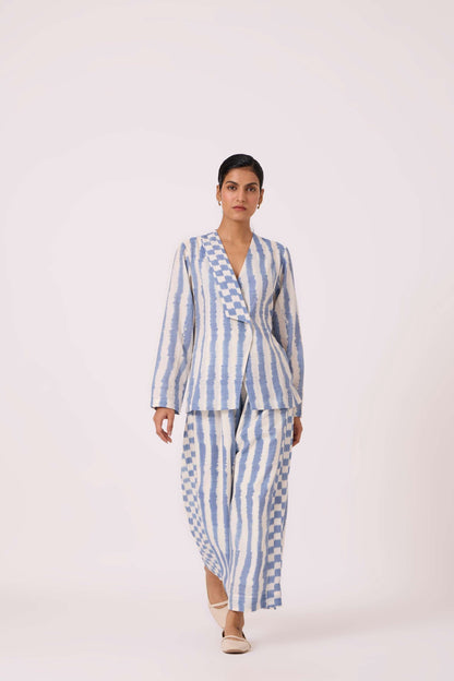Ivan Blue Striped Ikat Pants