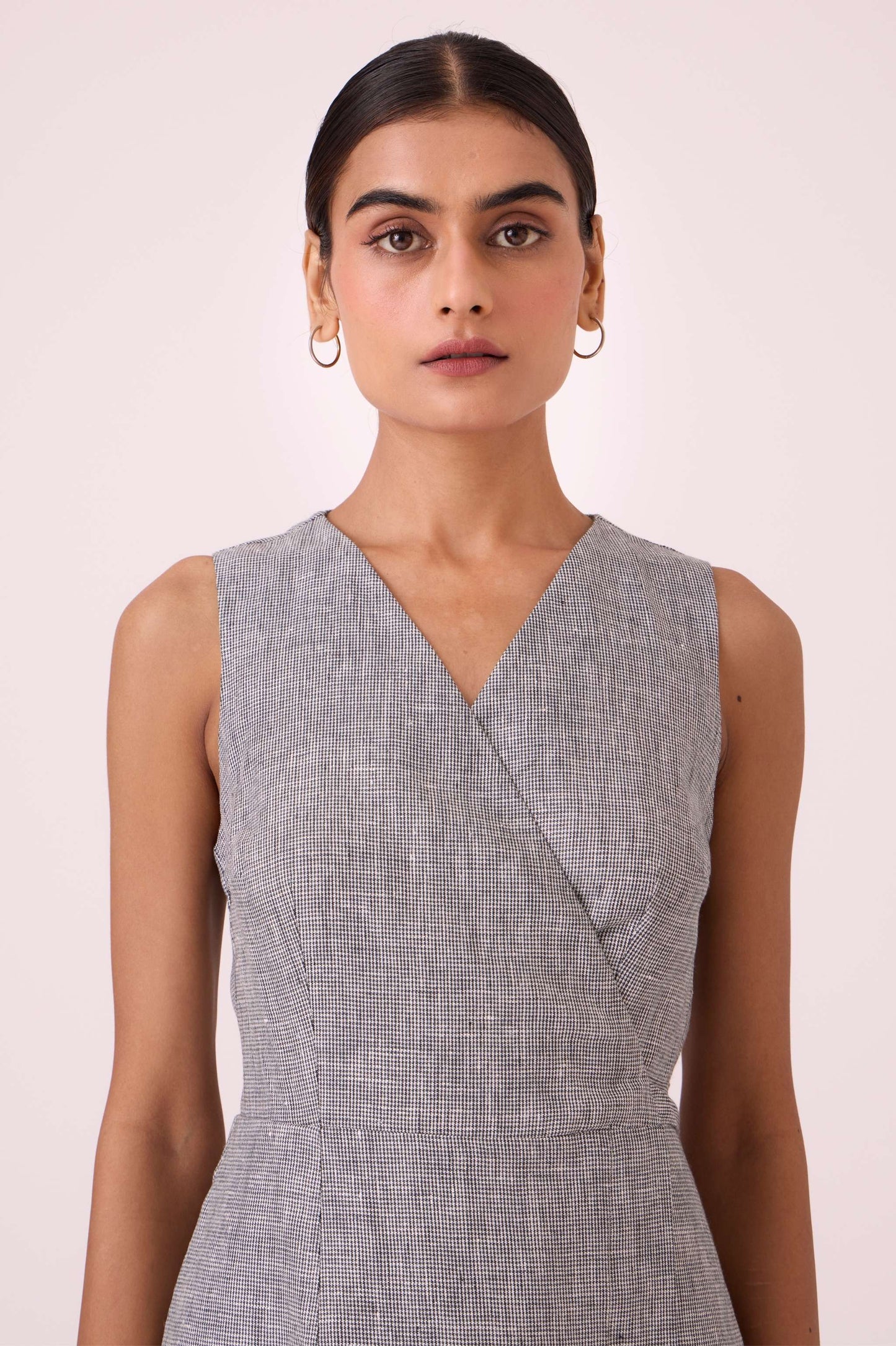 Arandi Houndstooth Linen Dress