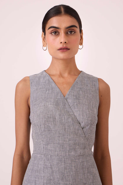 Arandi Houndstooth Linen Dress