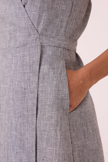 Arandi Houndstooth Linen Dress