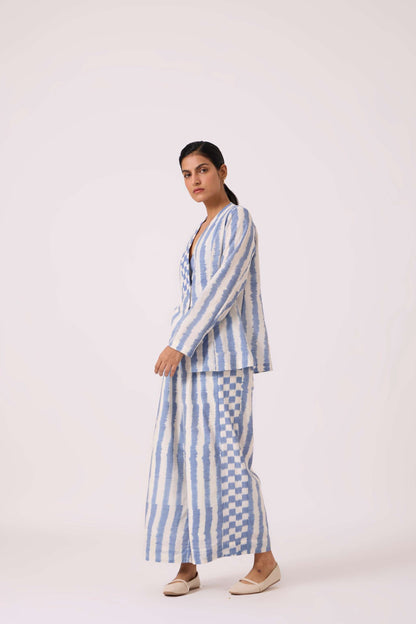 Ivan Blue Striped Ikat Pants
